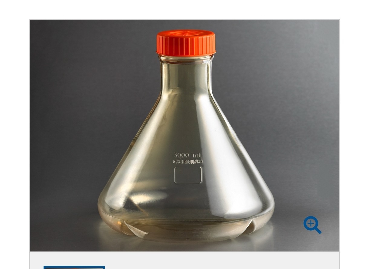 Corning 431253 3L Baffled Polycarbonate Erlenmeyer Flask with Vent Cap 1 Each