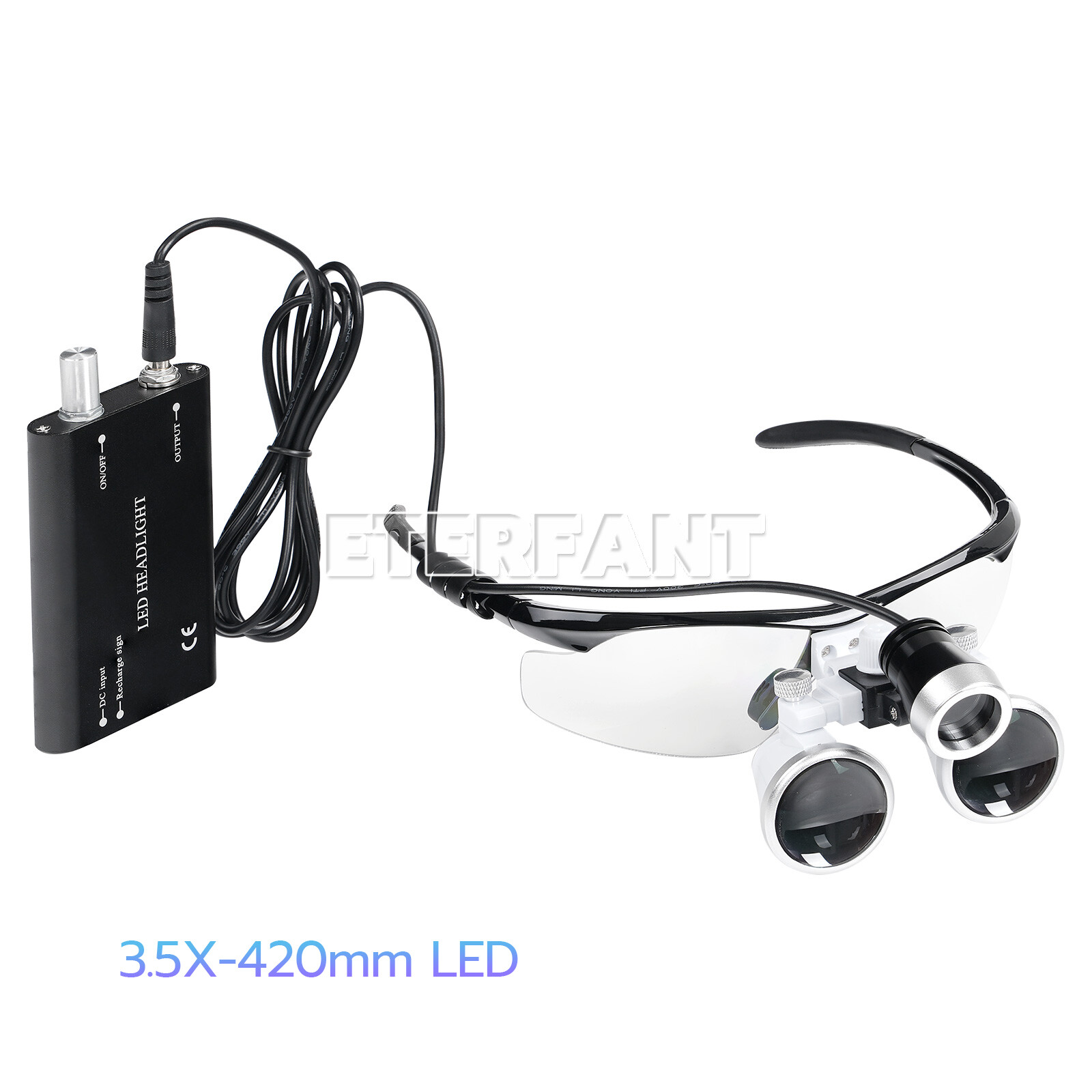 ETERFANT Dental 3.5X Magnifier Medical Binocular Loupes+3W LED Head Light Lamp