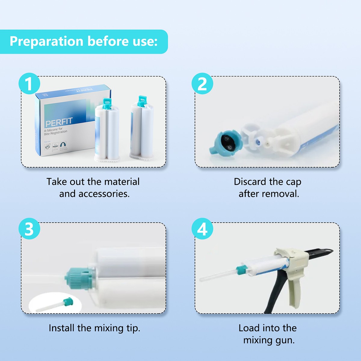 Silicone dental A para el material de registro mordedura Mezcla/Conjunto rápido