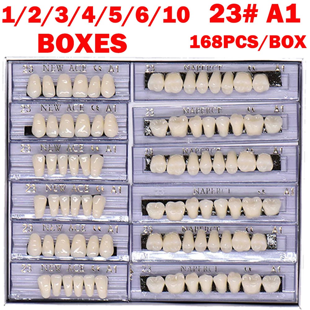 1-10Box Dental Acrylic Resin Denture 23# A1 Full Set Teeth Upper Lower Shade US