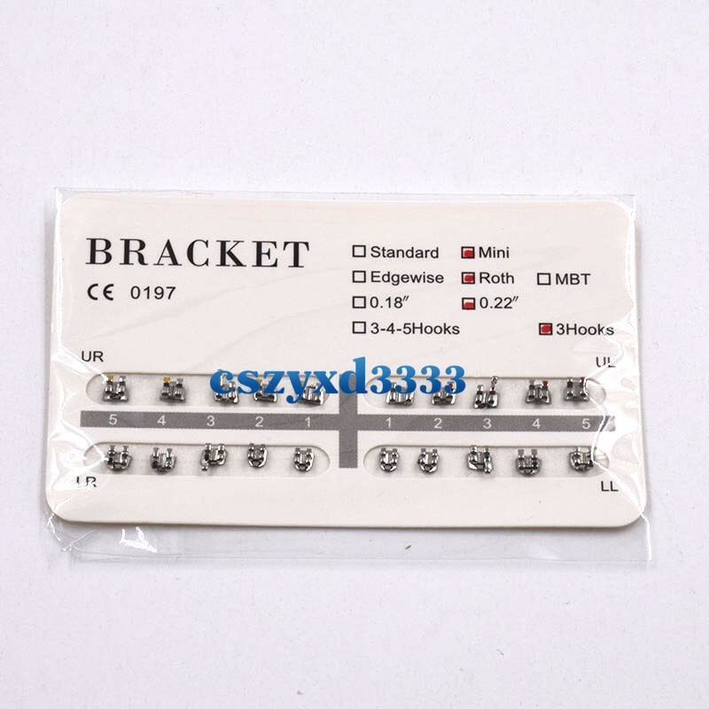 Dental Orthodontic Brackets Brace Roth/MBT/Edgewise 018/022 NO. 3/345 Hooks