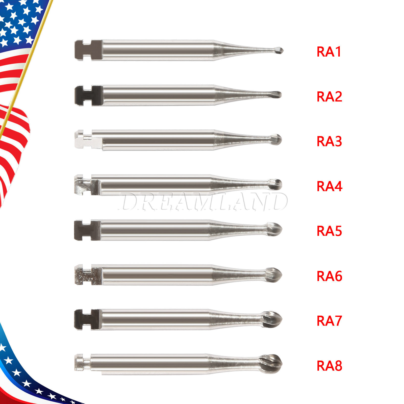 5 Pcs/Pack RA1-8 Dental Tungsten Carbide Bur F/ Low Speed Contra Angle Handpiece