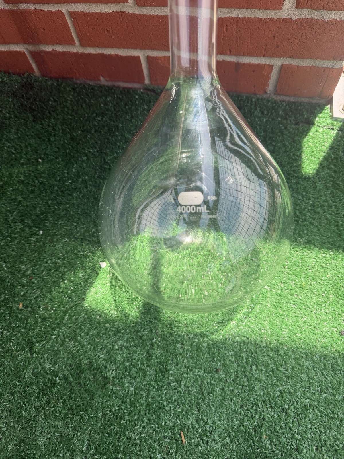 CORNING PYREX Glass 4000mL 4L Class A Volumetric Flask No Stopper