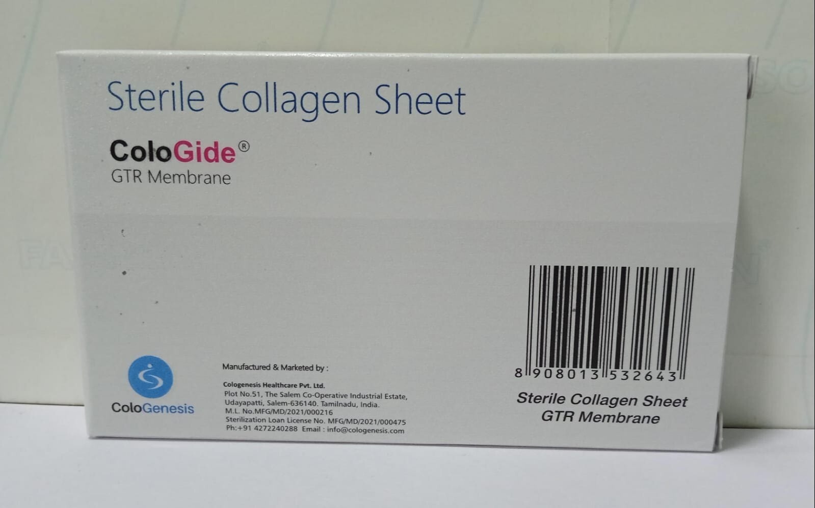 Pack of 10 New Colo Gide Sterile Collagen Sheet GTR Membrane 10 x 15mm