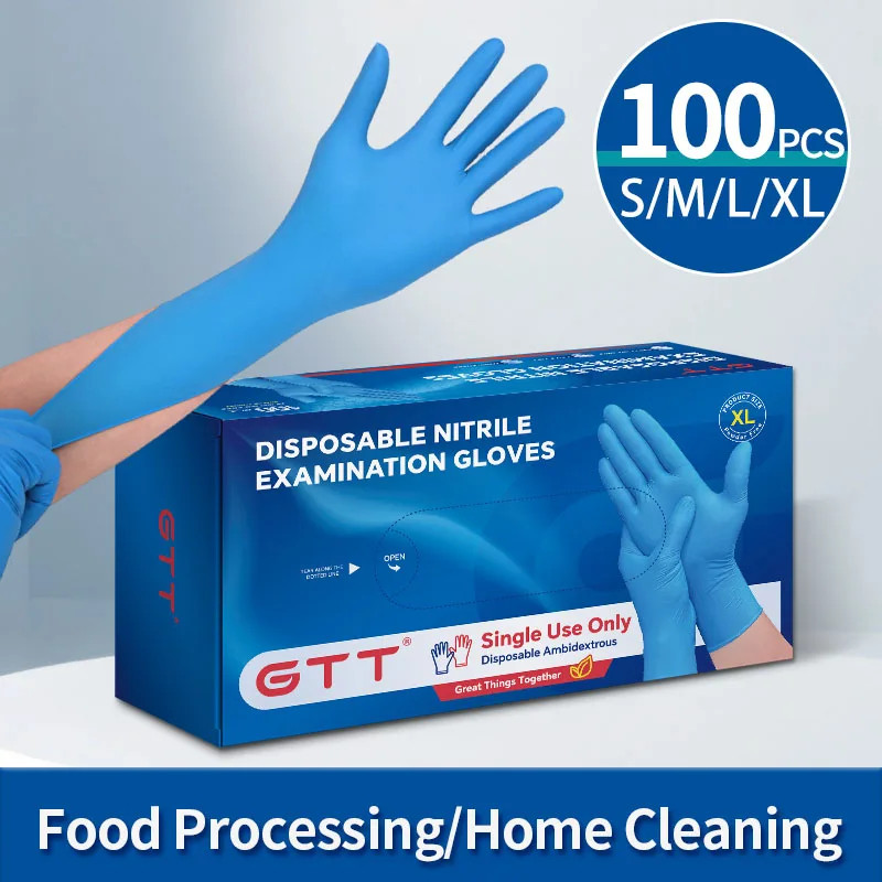 100/200/400/800Pcs Black Nitrile Examine Gloves Disposable 5MIL Medical Latex-Fr