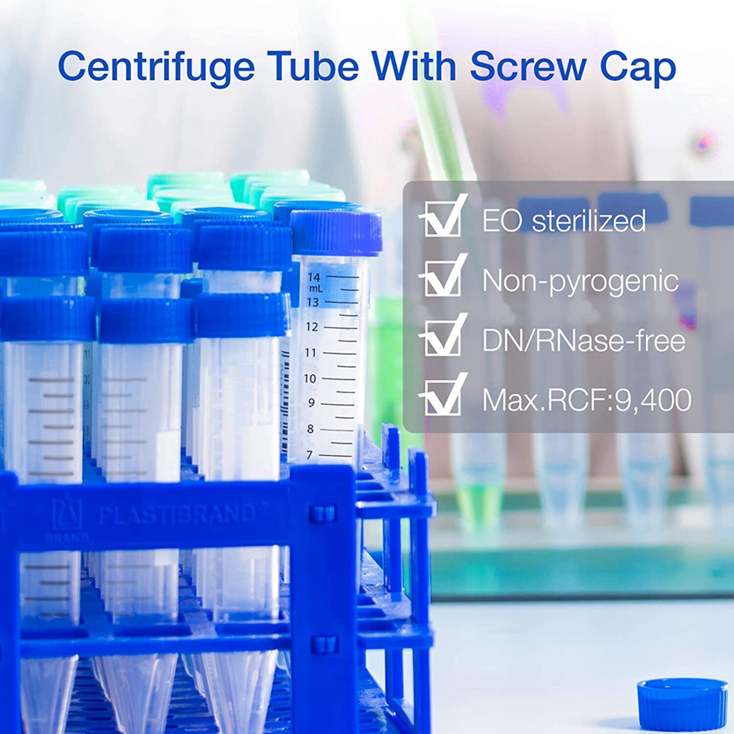 50-1000pcs 15ml Centrifuge Tubes Conical Bottom Screw Caps Polypropylene Sterile