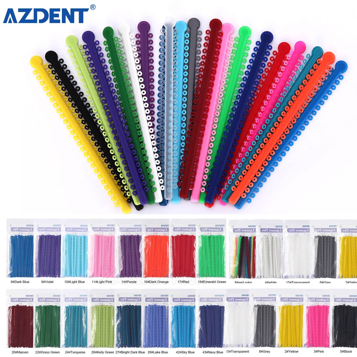 1000pcs Long Colored Dental Ligature Rubber Ties Bands Brace Orthodontic Elastic