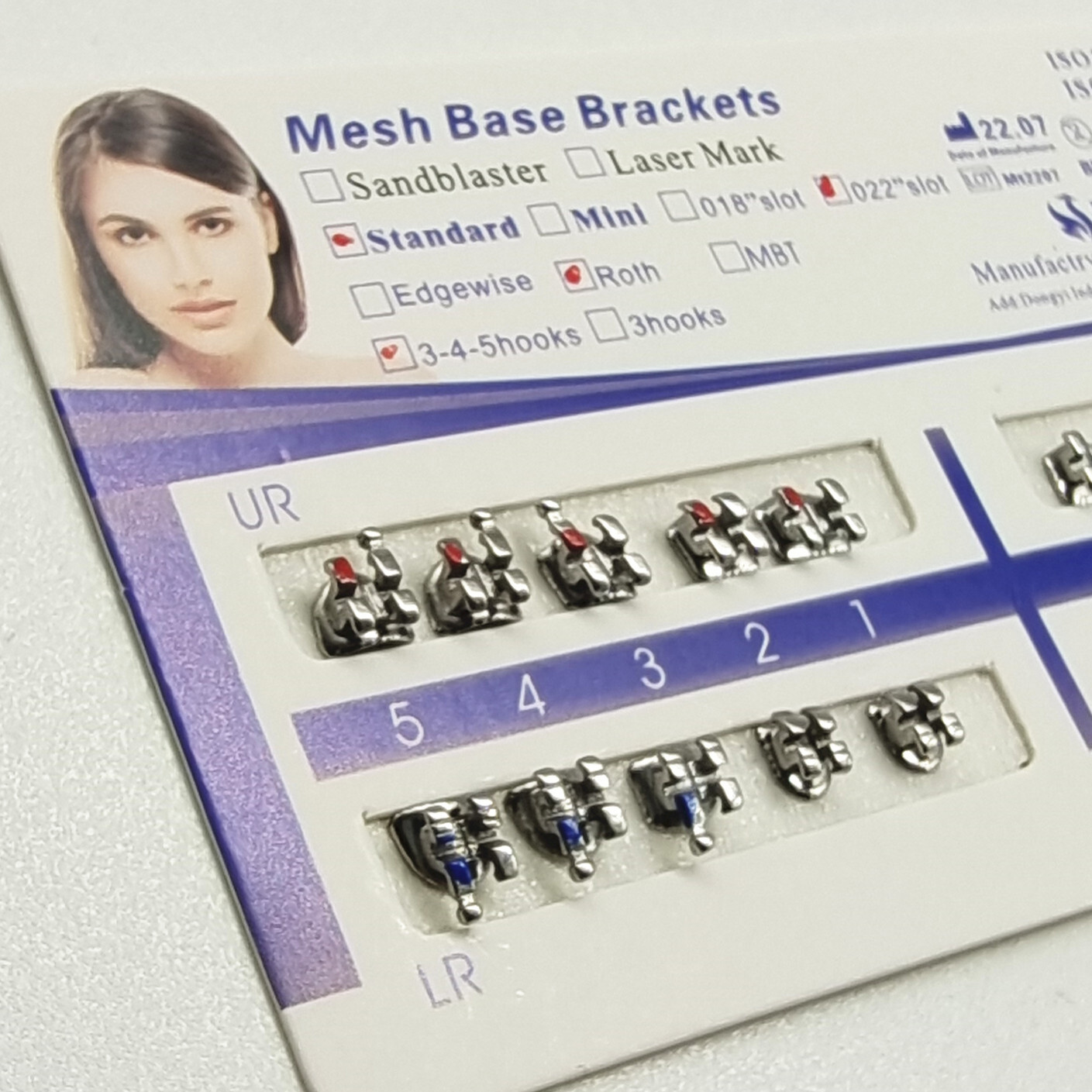20pc/Kit Dental Orthodontic Bracket Braces Standard Roth .022 Hooks 3-4-5