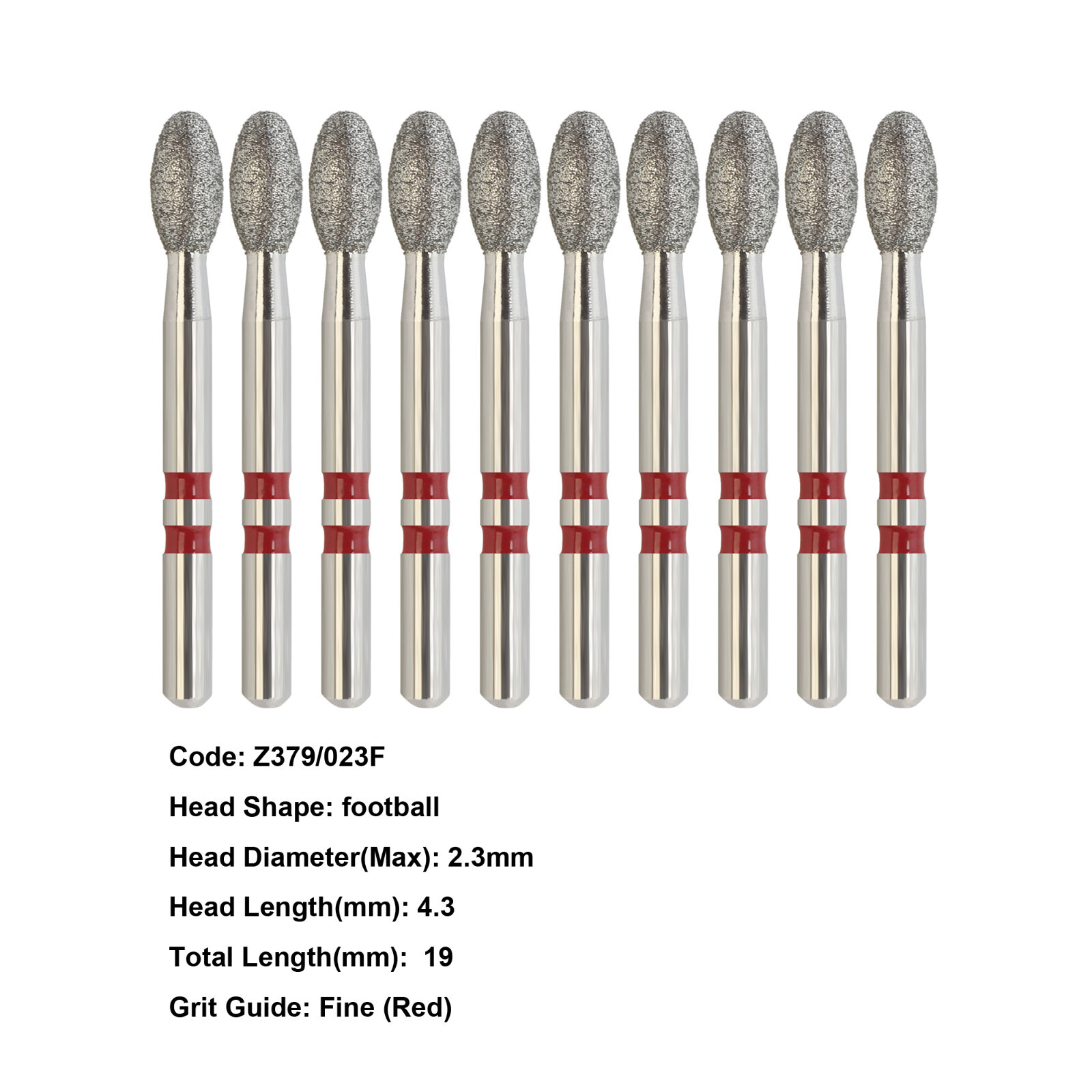 Dental Diamond Bur Zirconia Cutting Bur Round Football FG Fine Medium Grit Z856