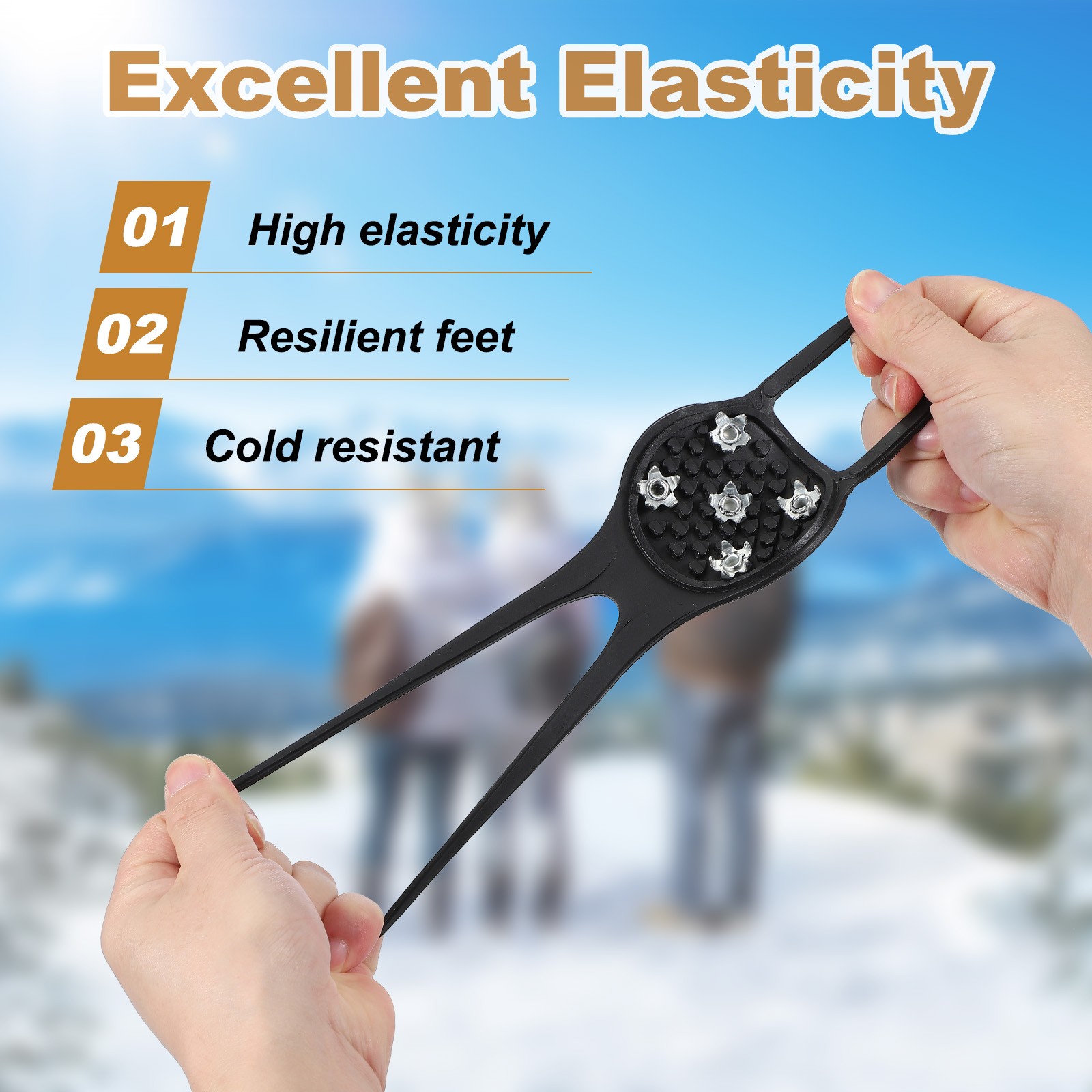 3 Pcs Non-Slip Spikes, 5 Tooth Steel Nails Ice Cleats, Black Size-L