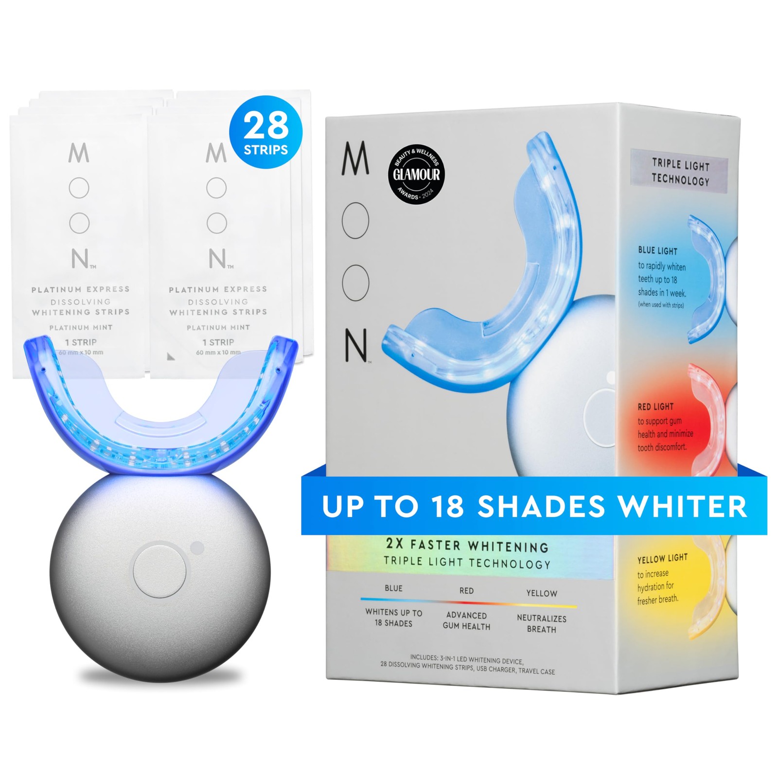 MOON Teeth Whitening Kit, Platinum Whitener 1 Count (Pack of 1), Black