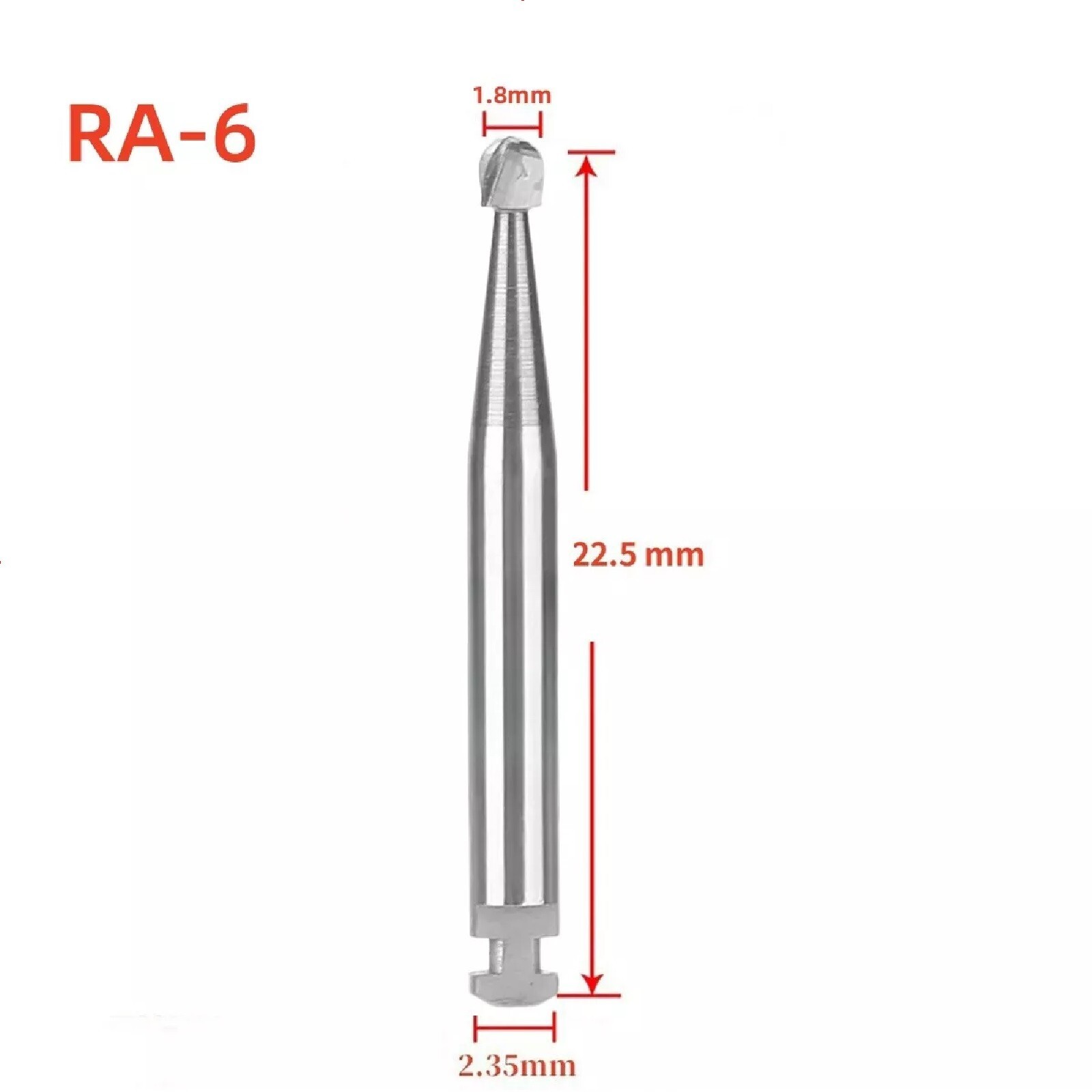 5 Pcs/Pack Dental 22.5mm Round Carbide Bur Slow Speed Latch Type RA6 Burs USA