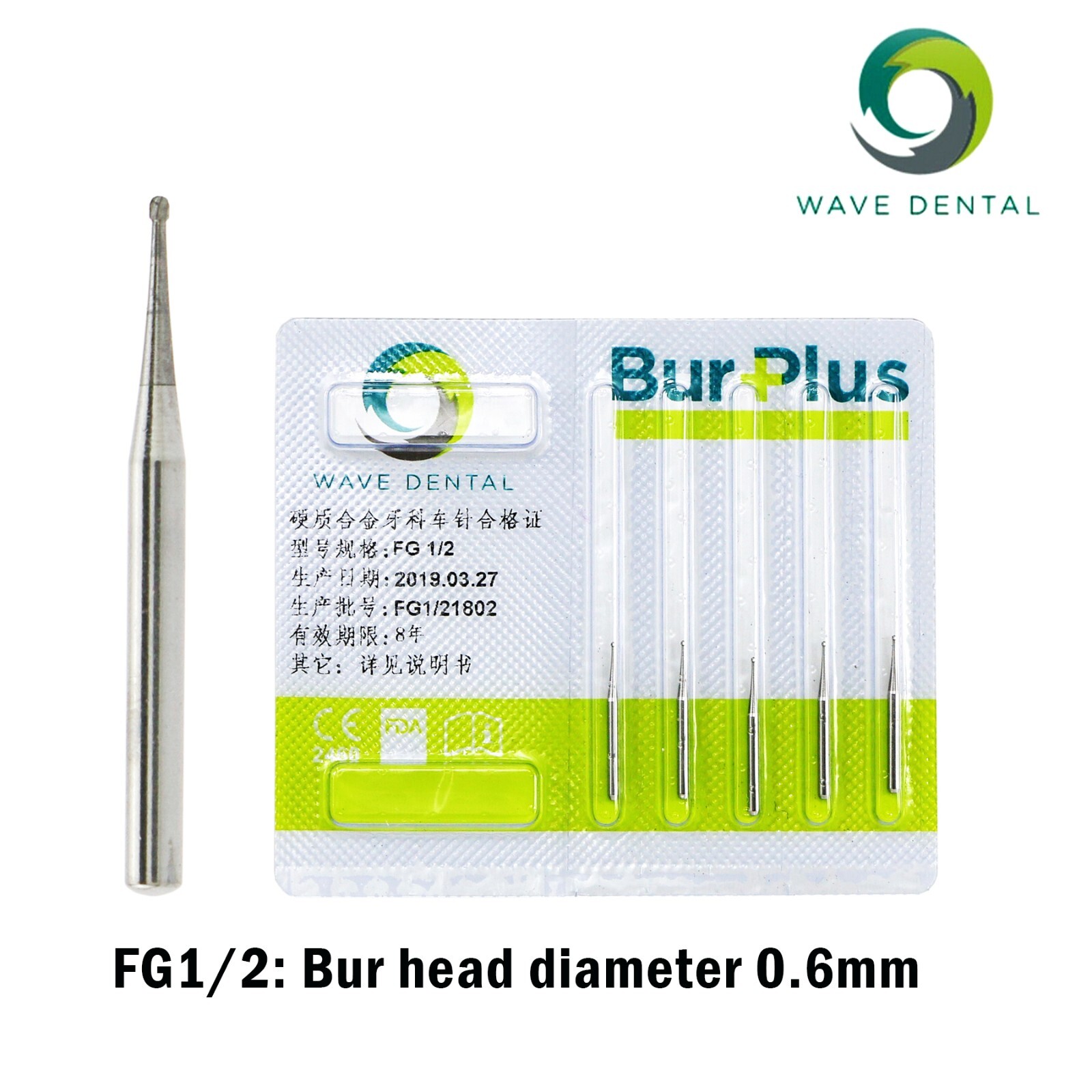Wave Dental Surgical FG Burs 25mm Carbide Bur Friction Grip Round For High Speed