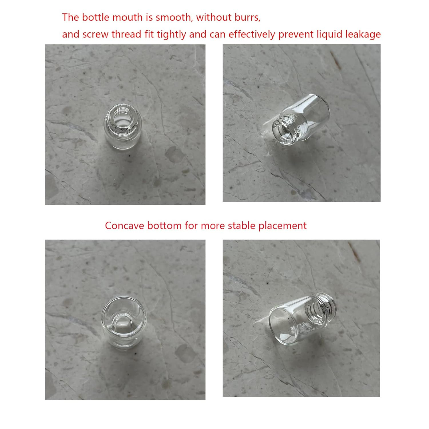 2Ml Clear Glass Vials with Screw Caps and Plastic Stoppers, 1/2 Dram Small