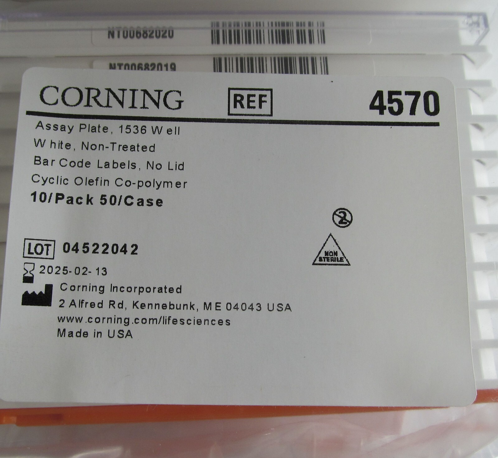 SEALED 10-PACK CORNING 4570, 1536 WELL PLATE WHITE NON-TREATED NO LID EXP 2025