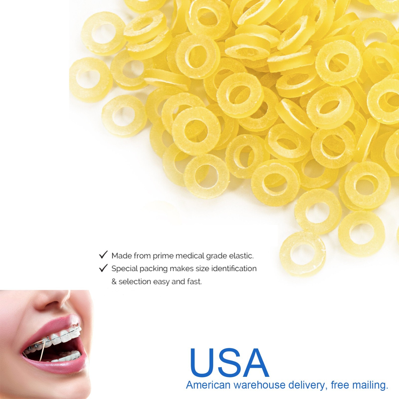 US 15Sizes Dental Orthodontic Rubber Bands Elastics Latex Braces 3.5/5.0/6.5 OZ