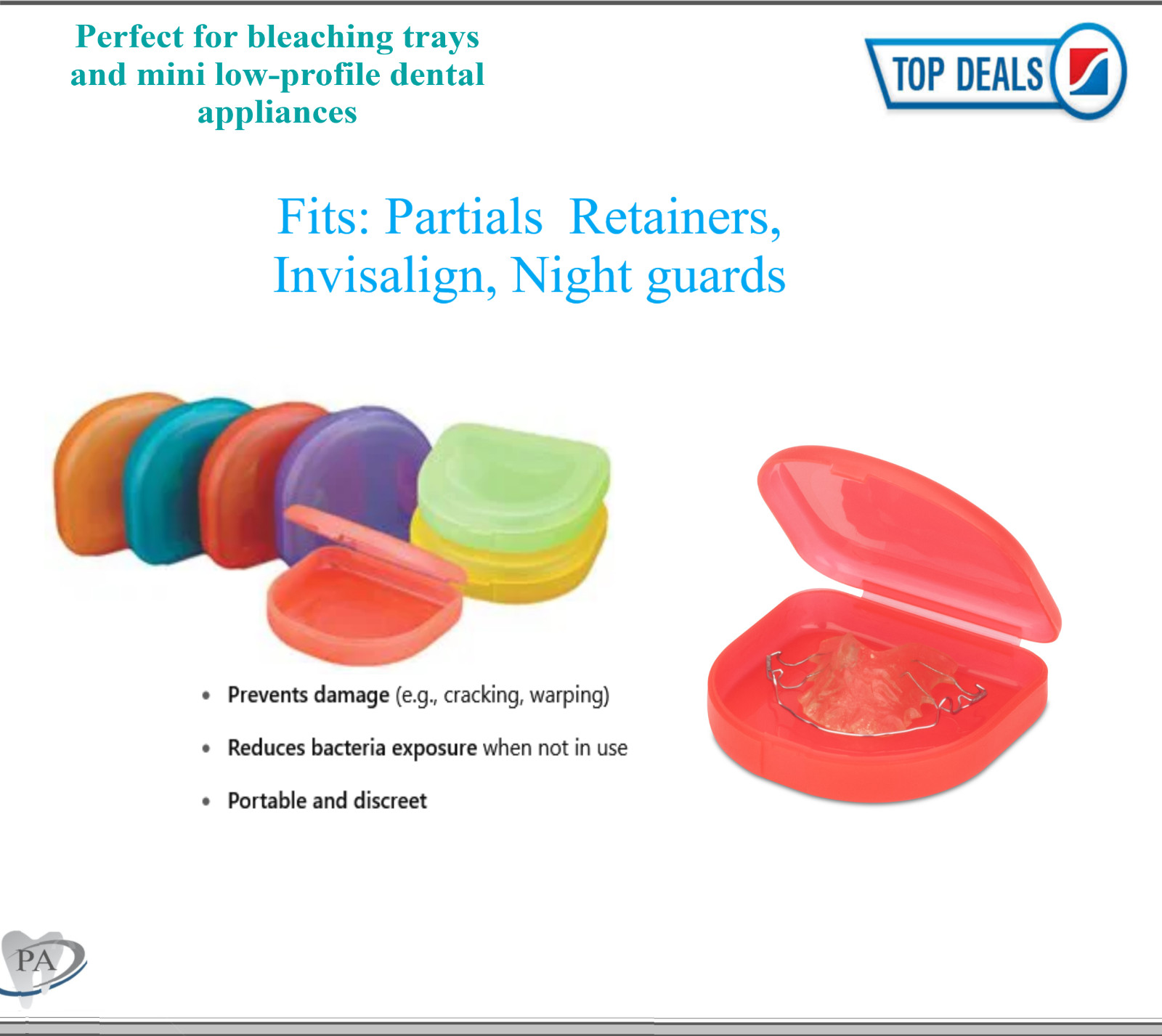 Dental Retainer Case Ortho Appliance Box, Denture, Patient Sticker 1″Deep, 2/Pk