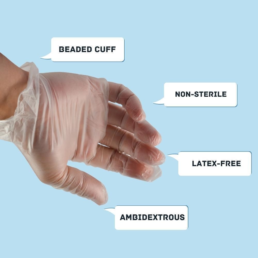 Powder-Free Vinyl Disposable Non Latex Gloves – Clear – 5 MIL-Medium 1000 Qty