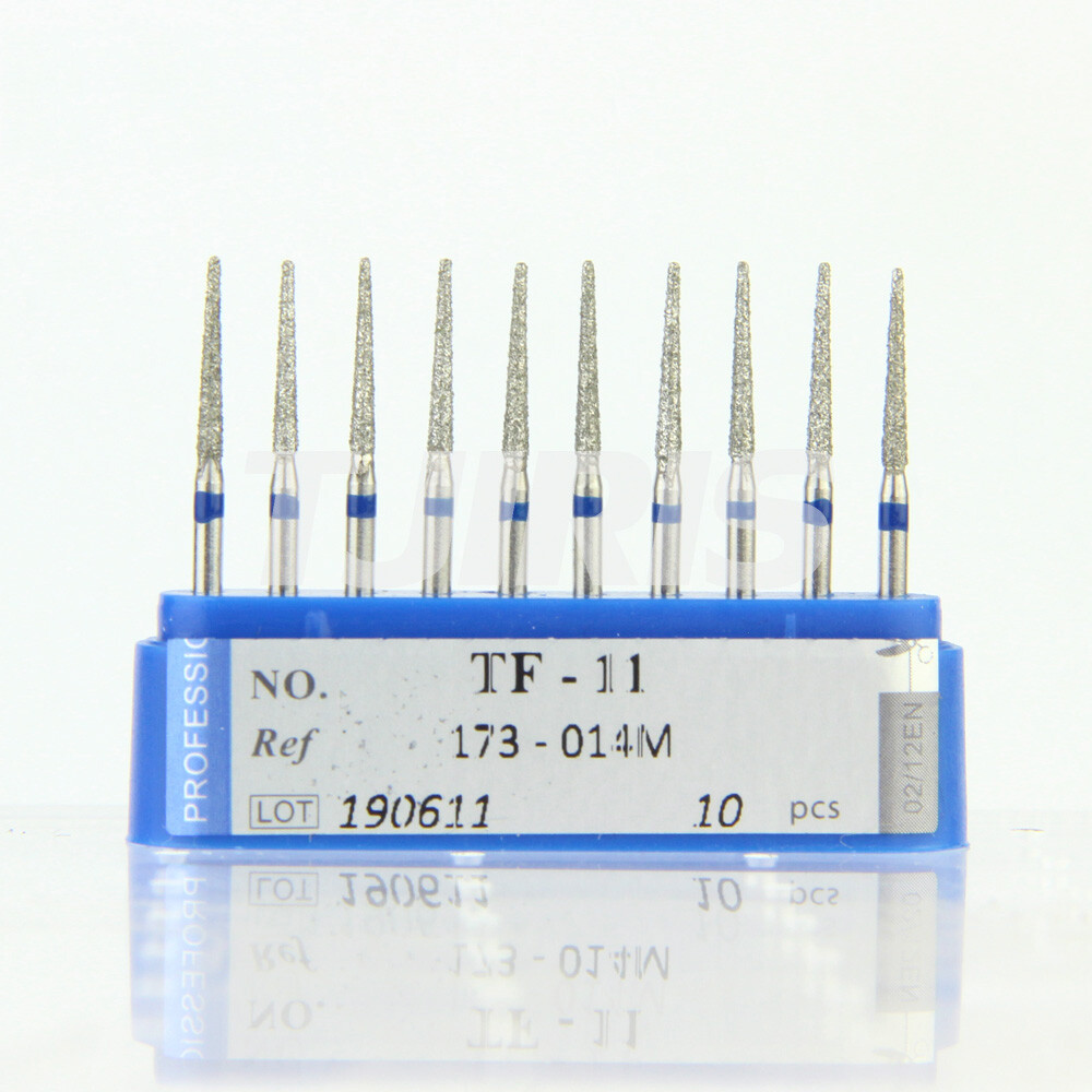 10pcs Dental Diamond Burs FG Flat End Cone/Taper Standard Grit High Speed