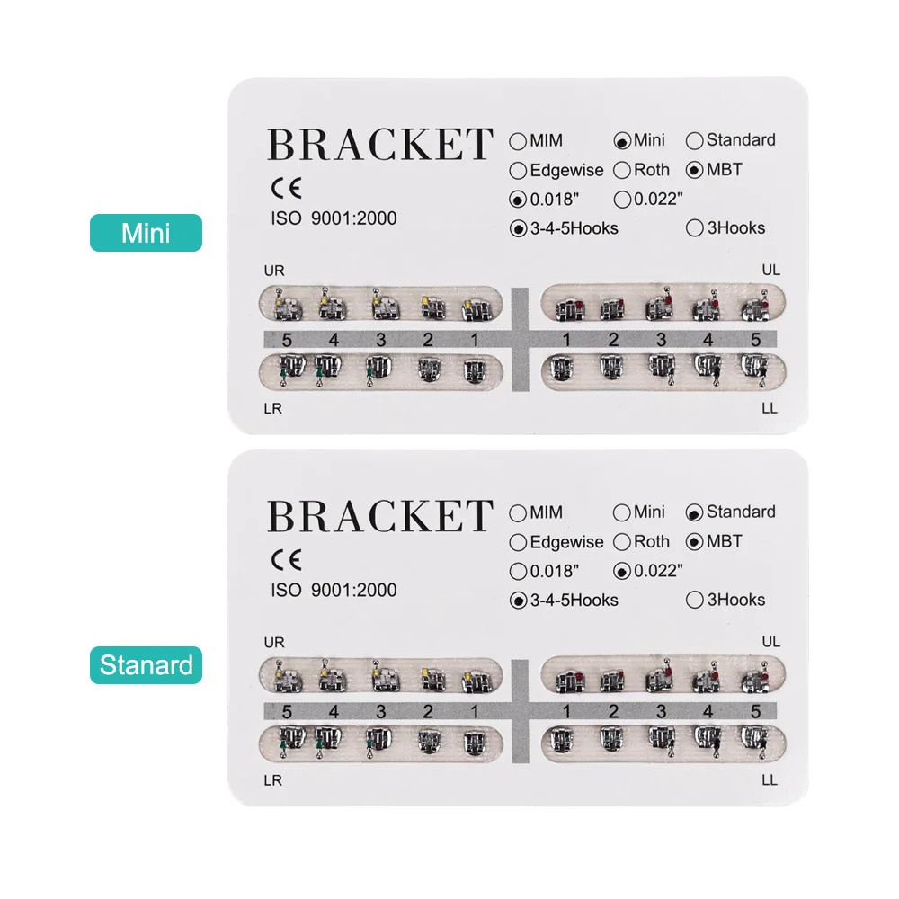 Dental Orthodontic Edgewise Brackets Mini/Standard MBT/Roth 022/018 Hooks 3 4 5