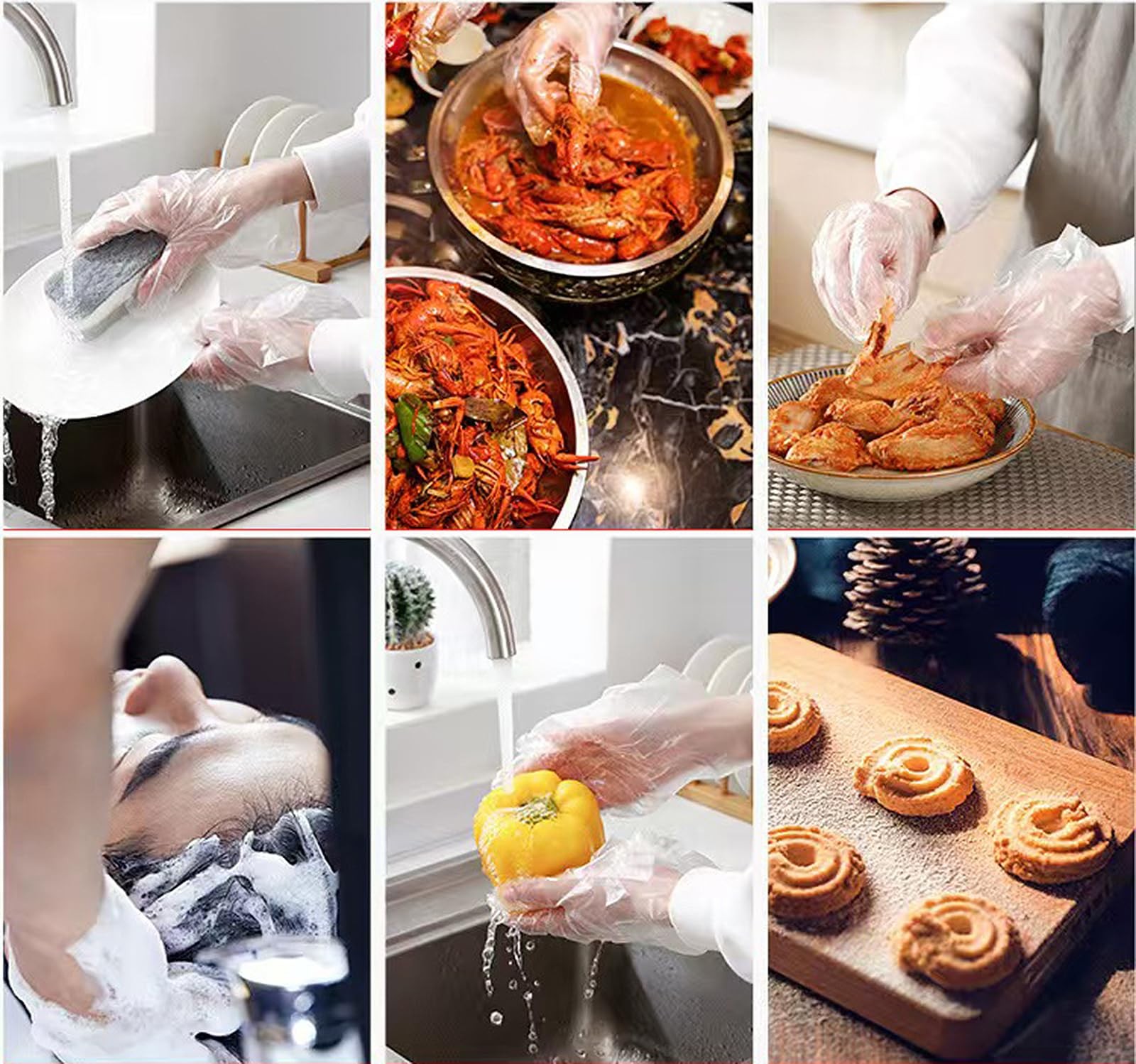 400 Count Disposable Poly Plastic Gloves for Cooking, Food One Size, Open