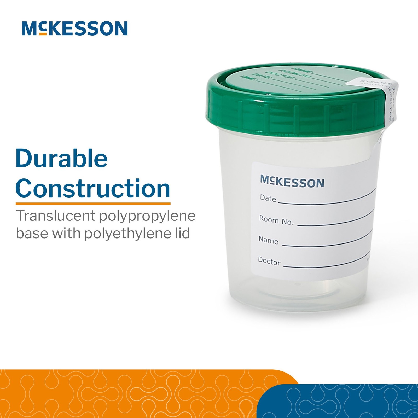 McKesson Specimen Container Sterile Inside Only Screw Cap 100 Ct