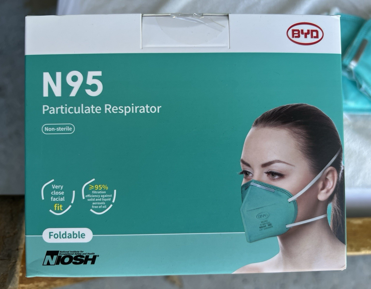 20 Facemasks BYD N95 Particulate Respirator-NIOSH Approved-Individually Sealed.
