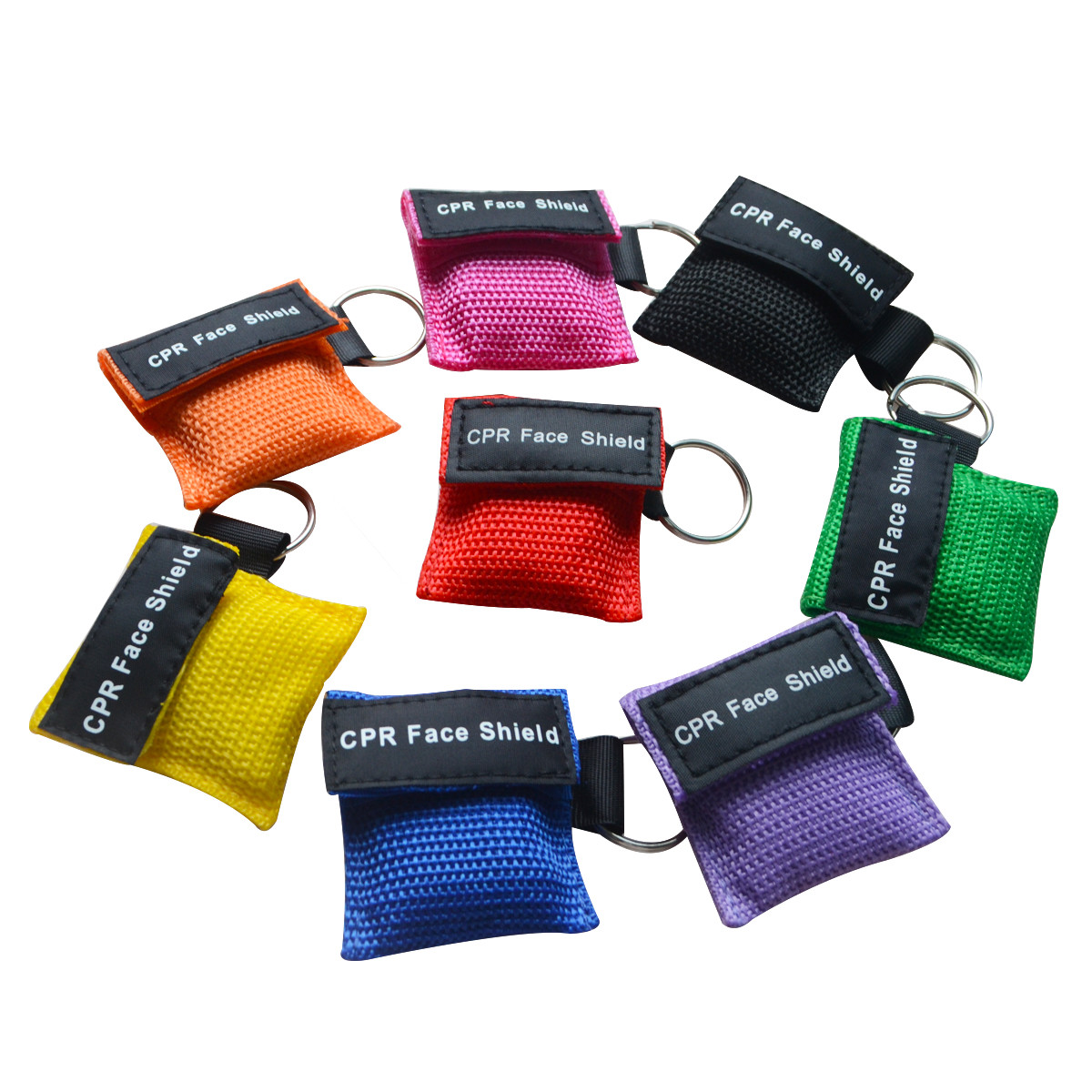 8pcs CPR Printed Nylon Keychain Pouch first aid kit cpr CPR Face Shield