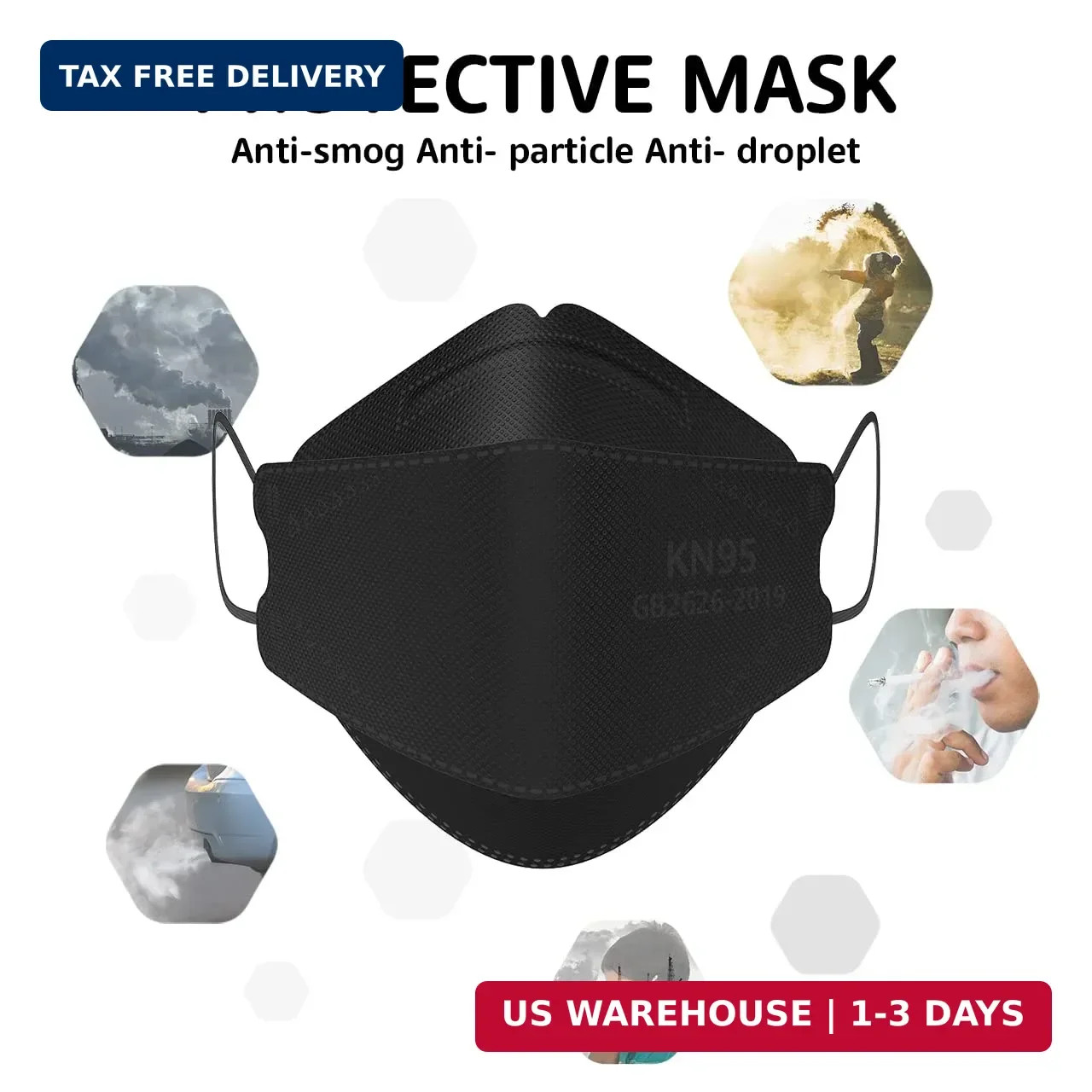 LEVENIS KN95 Face Masks 50 Pack, Breathable Comfortable and Disposable KN95 Mask