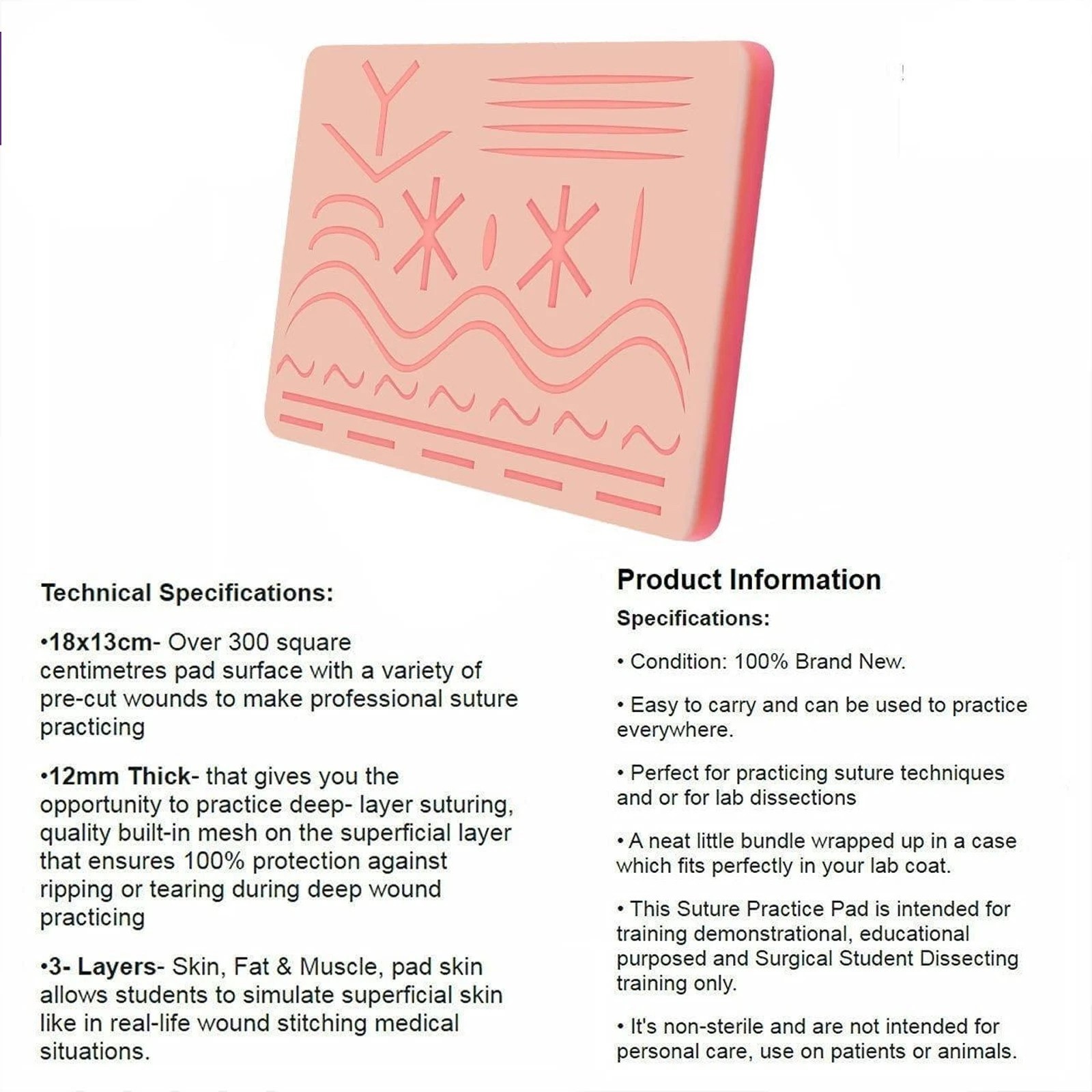 New Medical Skin Suture Practice Silicone Pad Wound Simulated For Training Kit