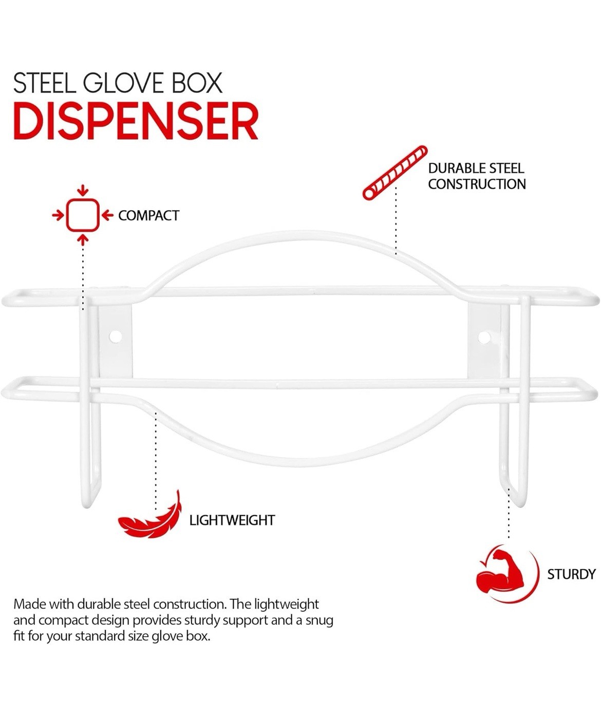 Stock Your Home (White Metal Single Gloves Dispenser, Tissue Box Shelf