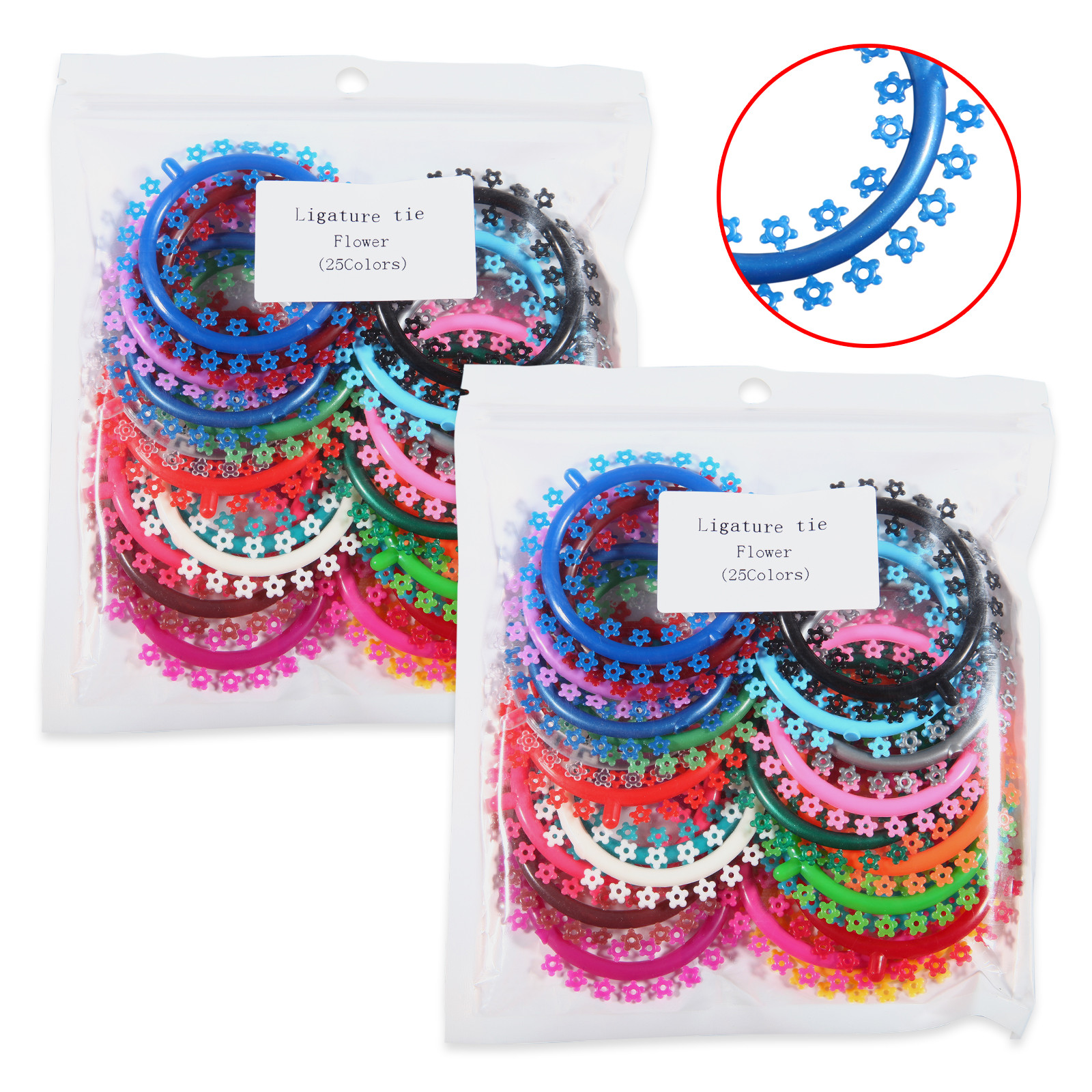 5000 Pcs/ 5 packs Orthodontic Elastic Rubber Multi-Colored Flower Ligature Tie