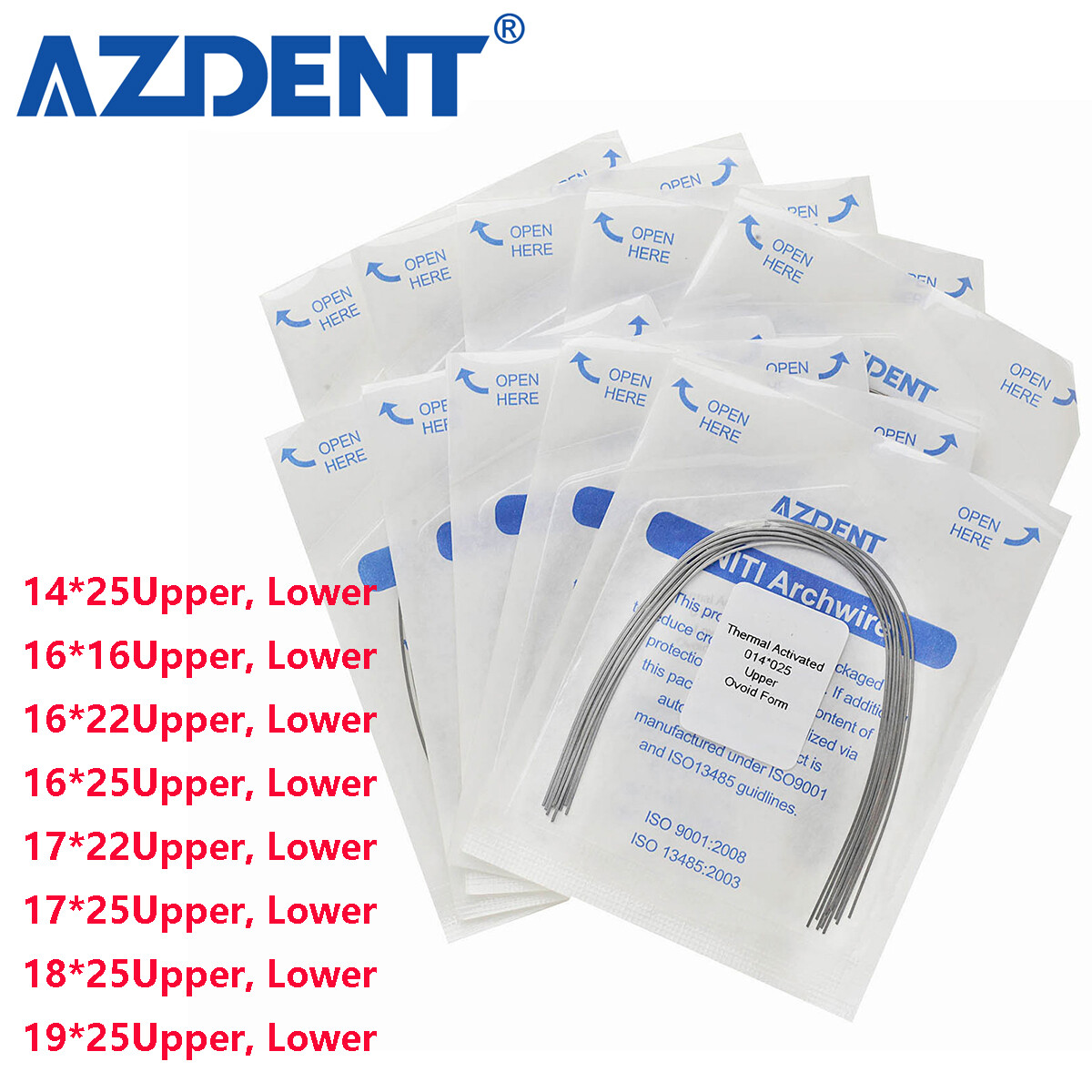 10 x Dental Arch Wire Thermal Activated Niti Rectangular Ovoid Form All Sizes
