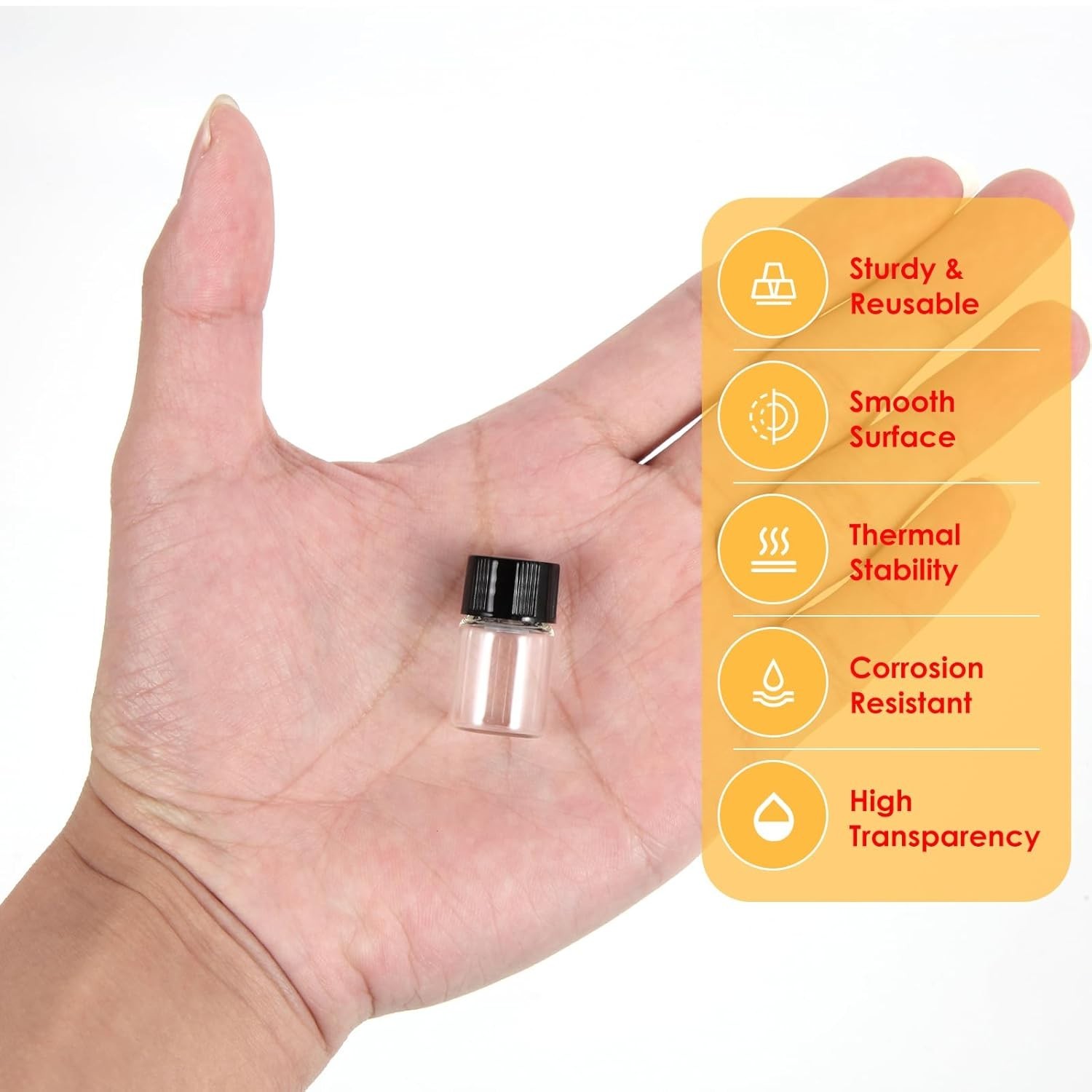 2ml Clear Glass Vials with Screw Caps and Plastic Stoppers, 1/2 Dram Small Li…