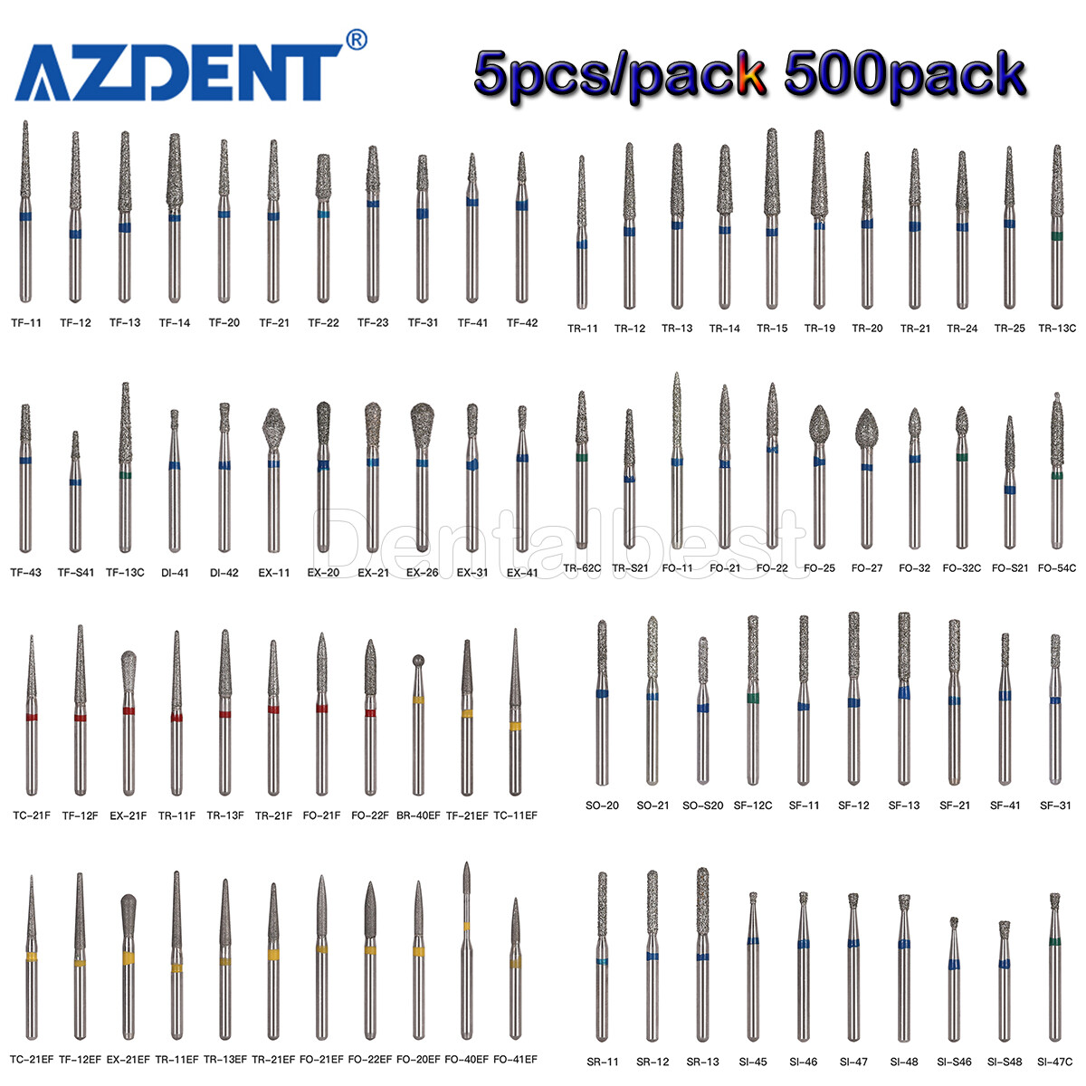 Dental Diamond Burs Drill FG 1.6mm Round Taper For High Speed Handpiece 5pc/Pack