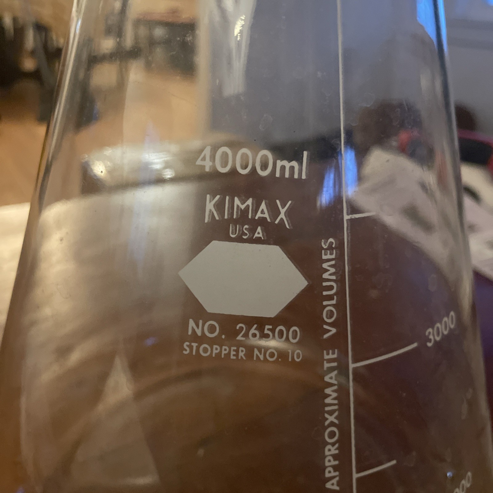 KIMAX 4000mL 4L Glass Graduated Heavy Duty Rim Erlenmeyer Flask 26500 FREE SHIP