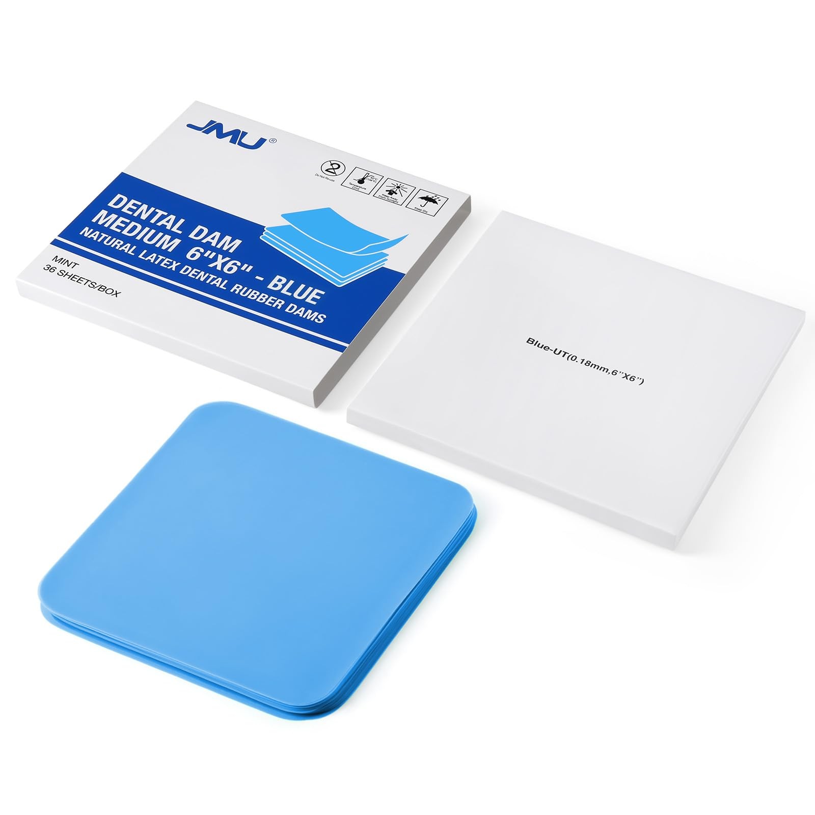 JMU Latex Dental Dam Rubber 6 x 6, Unscented Blue, Medium 6 x Blue