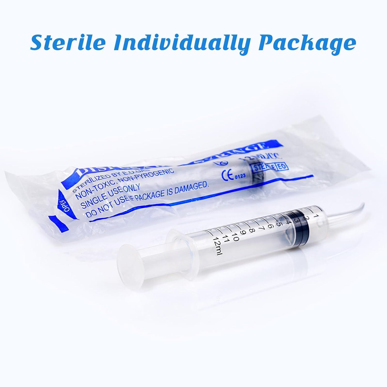 Wisdom Teeth Syringe,12Ml Dental Irrigation Syringe (10 Pack) | Curved Tip & Mea