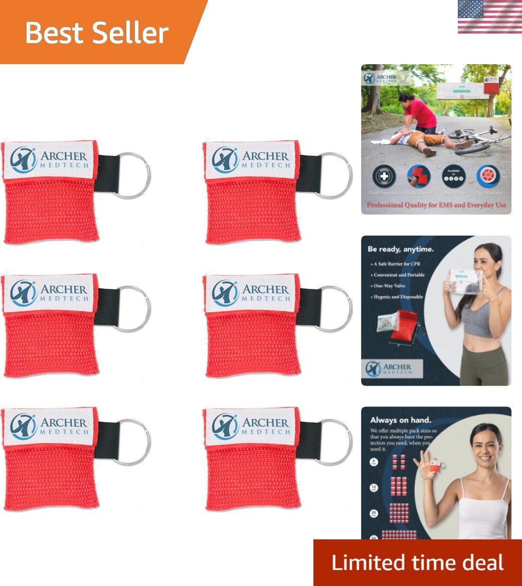 CPR Mask for Pocket or Key Chain, CPR Emergency Face Shield with One-Way Valv…