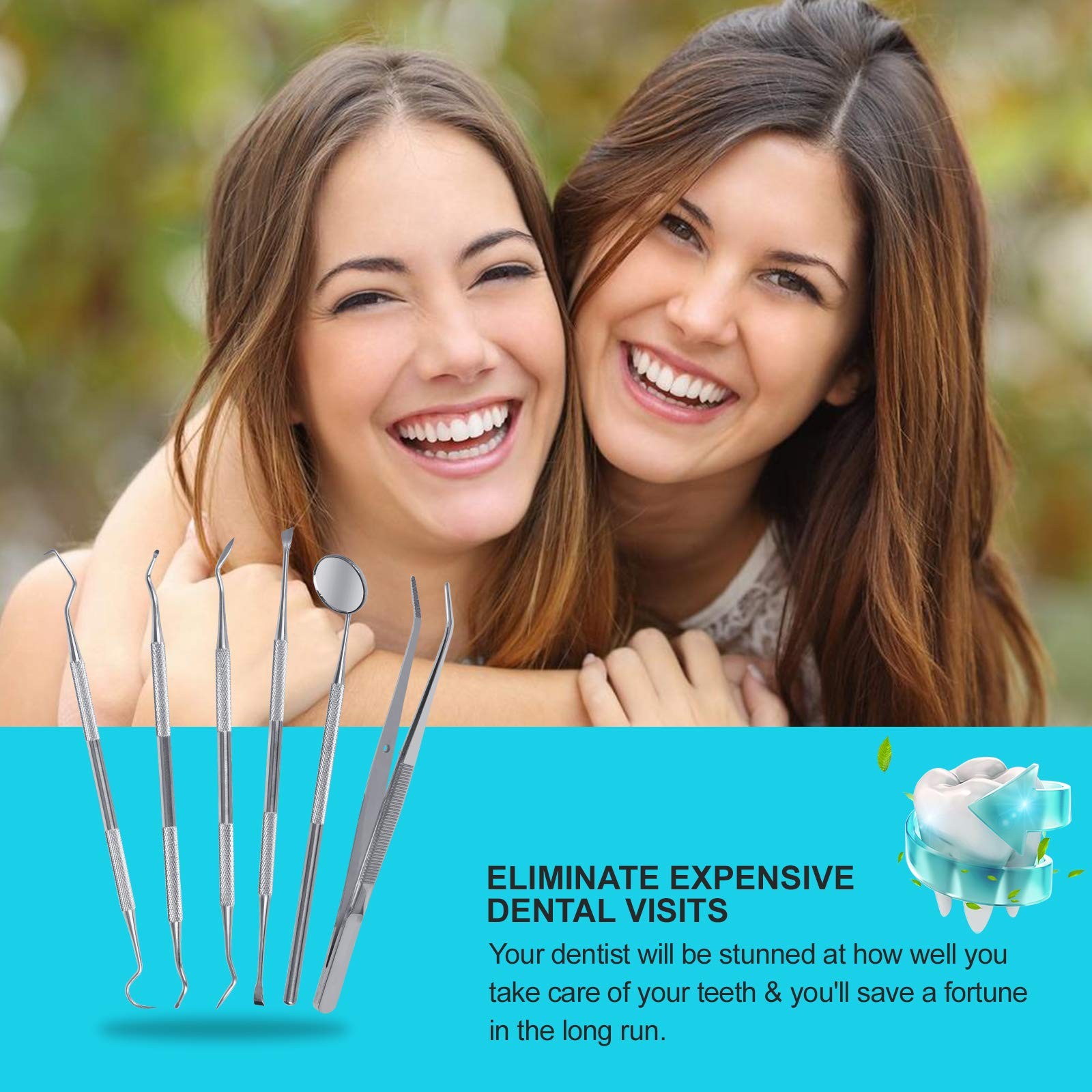 Dental Tools, 6-Pack Stainless Steel Teeth Cleaning Kit – 6 Piece Set