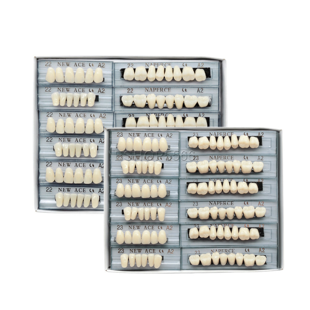 168pcs/6sets Dental Denture Acrylic Resin Full Set Teeth Upper + Lower Shade A2