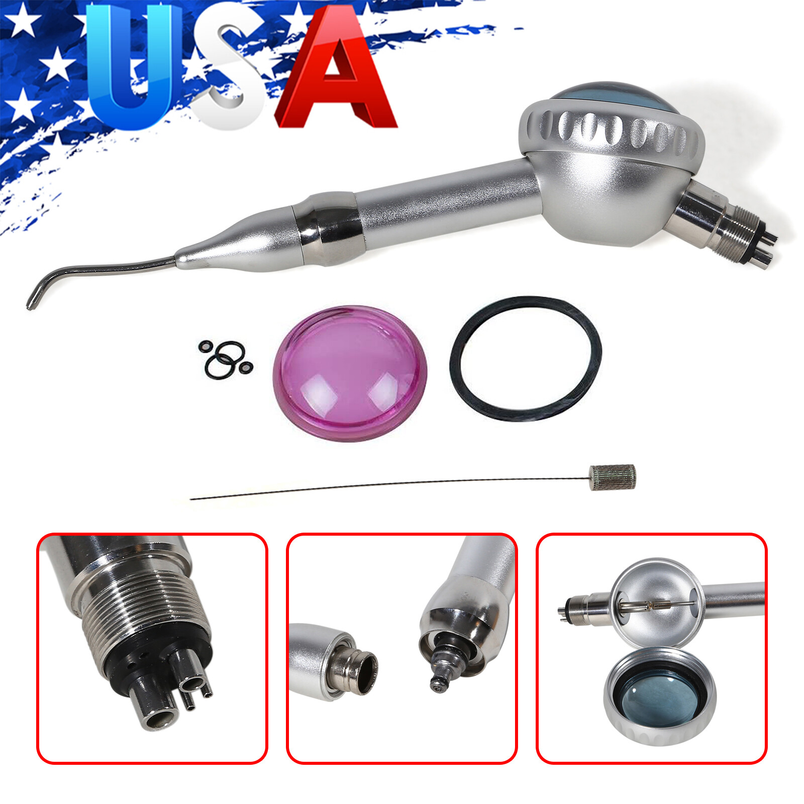 Dental Air Polisher Flow Teeth Polishing Handpiece Hygiene Prophy Jet 4 H &Tip