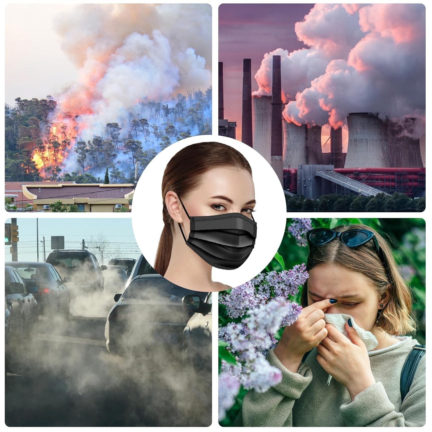100 PCS Black Protective 3 Layer Face Mask Respirator Disposable Masks BFE98%