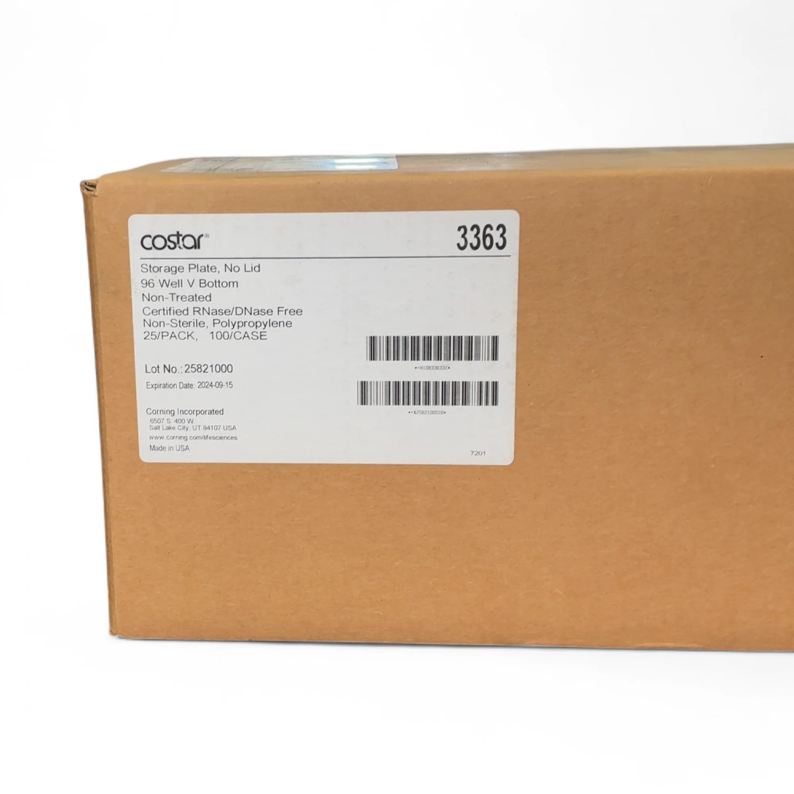 Costar 96 Well V-Bottom Storage Plate 3363 96 Well V Bottom Non-Treated 100/C…