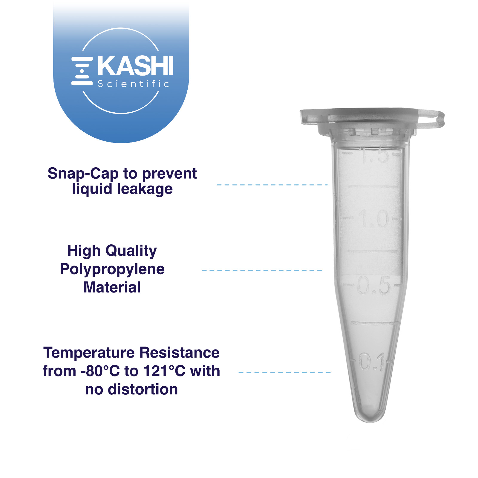 1.5mL Polypropylene Micro Centrifuge Tubes, Flip-Cap Tube with Frosted Area