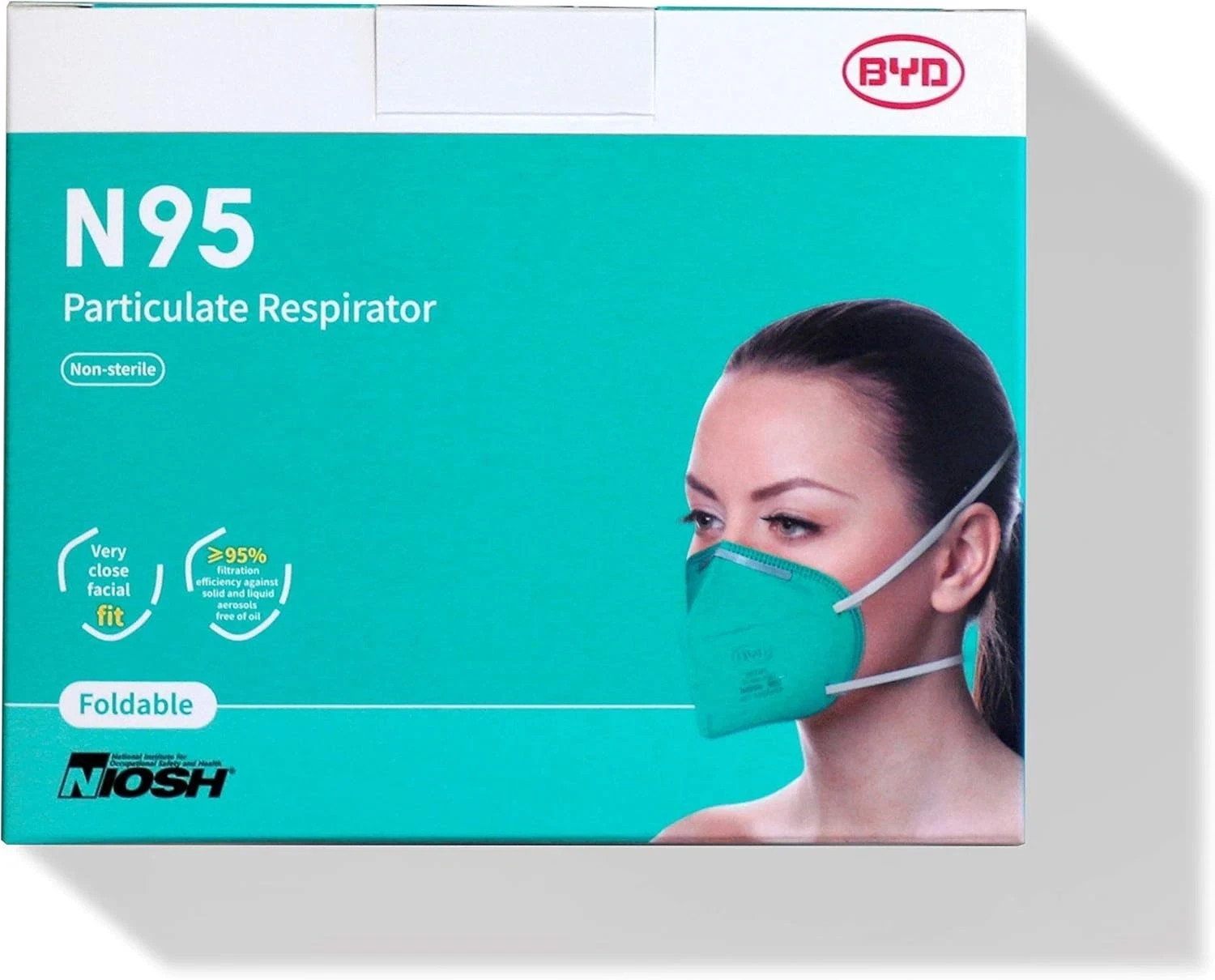 N95 BYD Care Particulate Respirator Face Mask, 20-Count, Individually Wrapped
