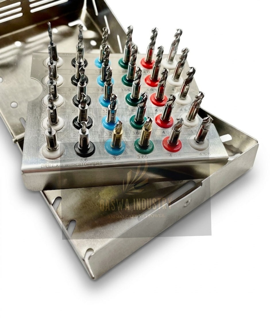 Dental 10 mm Straight Twisted Drills 30 Pcs Kit With Stopper Drills kit
