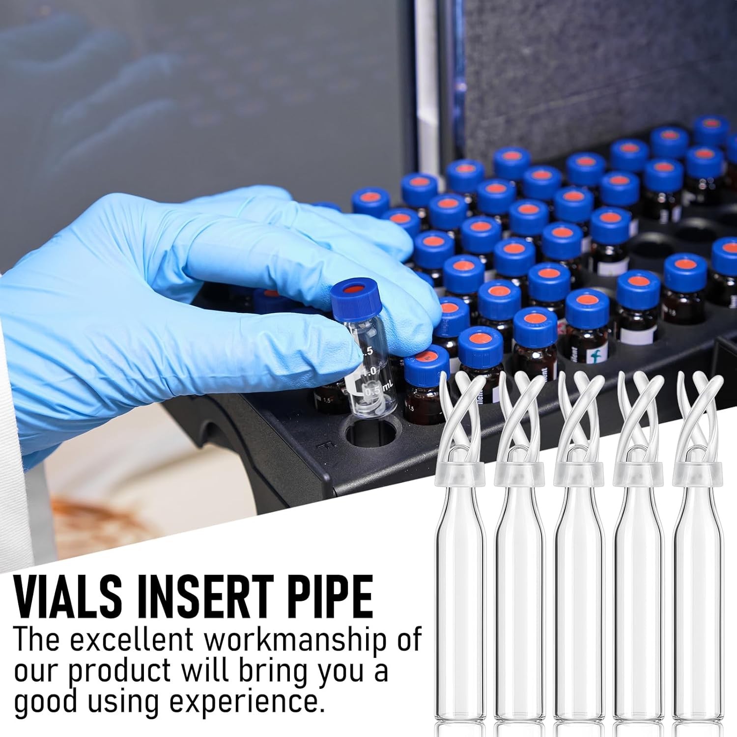 100PCS 2ml HPLC Autosampler Clear/Amber Vials 9-425 Screw Cap Vial Inserts 250uL