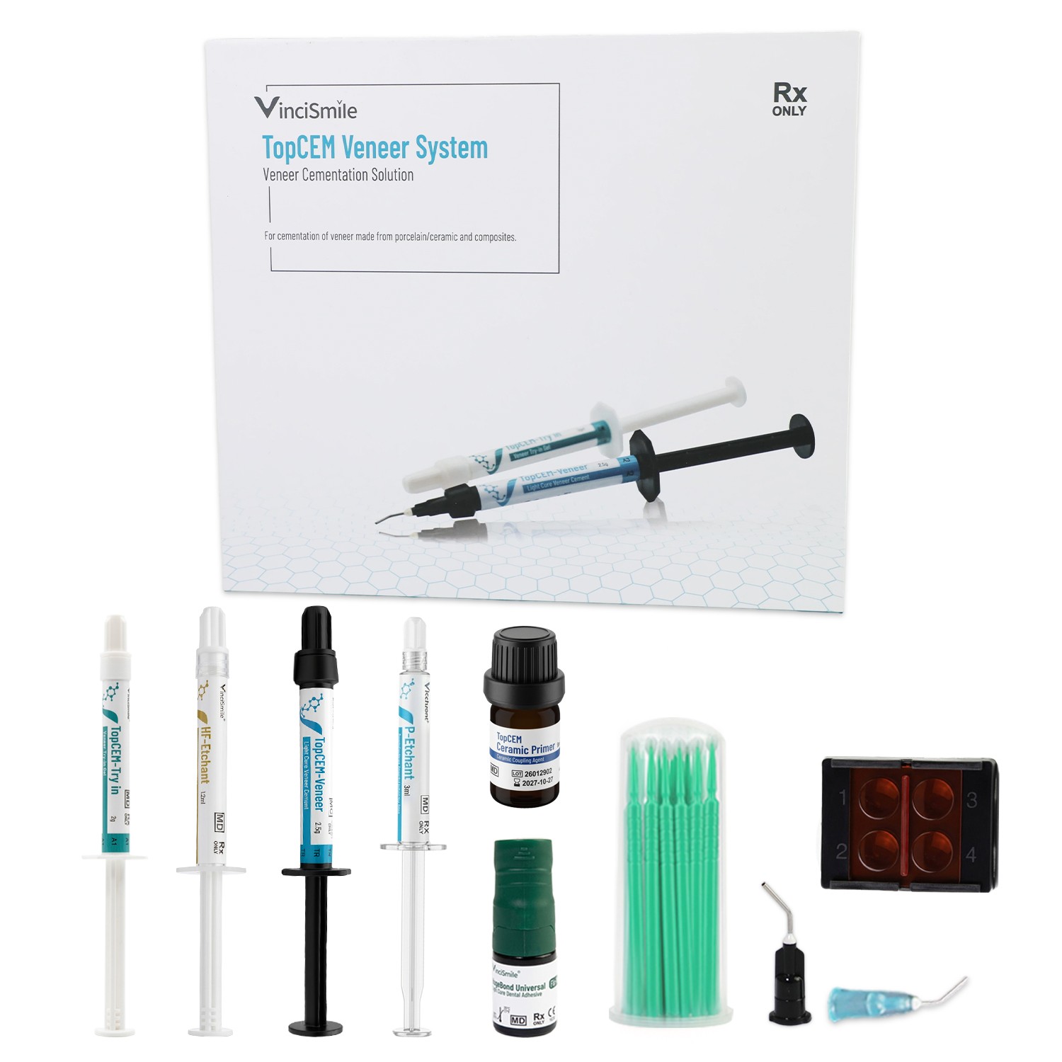 Dental Veneer Cementation Kit:2 Etching Gel/10 Veneer Cement/1 Adhesive/1 Primer