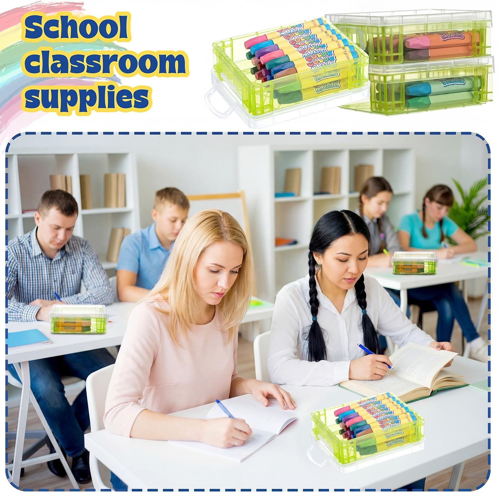 Suzile 32 Pcs Plastic Crayon Snap Lids Bulk Stackable Crayon Storage Pen Pencil